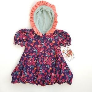 PERSNICKETY Boutique Floral Bubble Dress Hood Sz 3